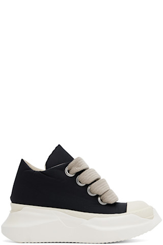 Black Porterville Jumbo Laced Abstract Low Sneakers by Rick Black Porterville Jumbo Laced Abstract Low Sneakers by Rick