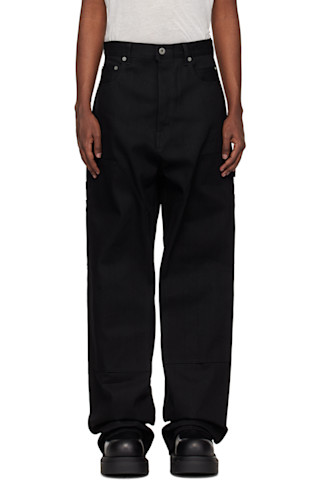 Black Porterville Double Knee Geth Cut Jeans by Rick Owens Black Porterville Double Knee Geth Cut Jeans by Rick Owens
