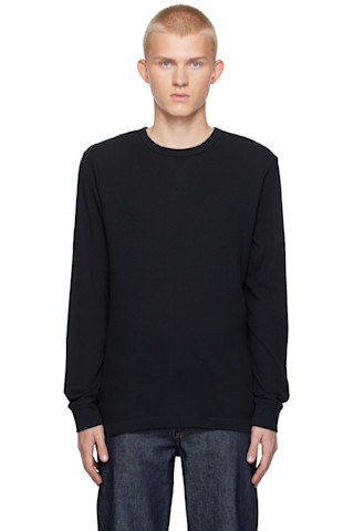 【関税込み】Sunspel ブラック ワッフル 長袖Tシャツ Sunspelのブラック ワッフル 長袖Tシャツがセール中