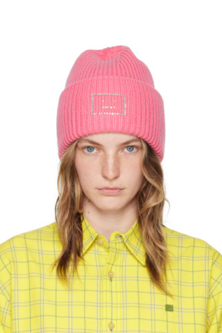 acne studios ビーニー ピンク Acne Studios - ラージFaceロゴビーニー - バブルピンク