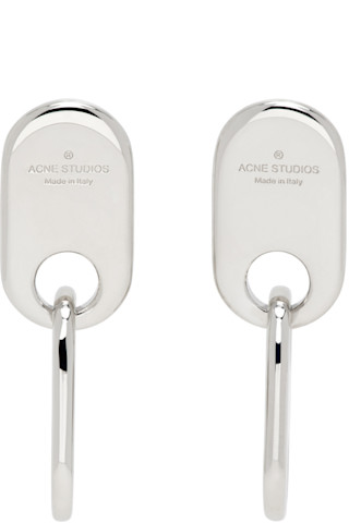 Acne Studios: シルバー Chain Lock ピアス | SSENSE 日本