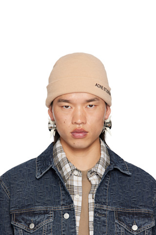 【関税込み】Acne Studios ベージュ Fluffy ビーニー 242129M138017_1.jpg