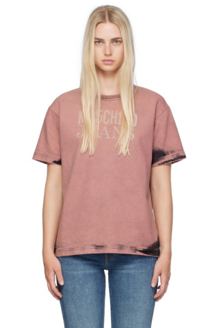 【関税込み】Moschino Jeans ピンク ブリーチ Tシャツ 242132F110004_1.jpg