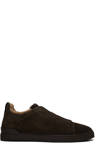 Ermenegildo Zegna ブラウン スエード スリッポン 9.5 US