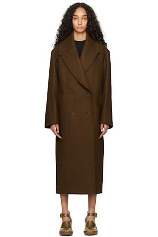 【関税込み】Rohe カーキ オーバーサイズ ダブルブレスト コート Róheのカーキ オーバーサイズ ダブルブレスト コートがセール中