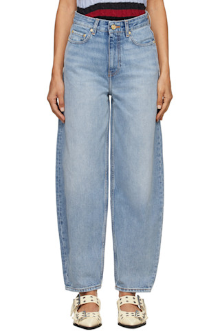 【GANNI】 ブルー Stary リラックスフィット ジーンズ Light Blue Vintage Light Blue Stary Jeans | GANNI FI