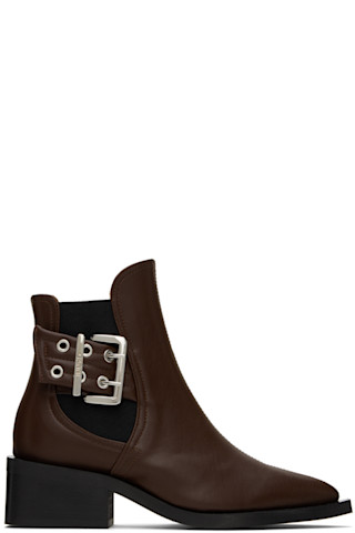 【関税込み】GANNI ブラウン Feminine Buckle チェルシーブーツ GANNIのブラウン Feminine Buckle チェルシーブーツがセール中