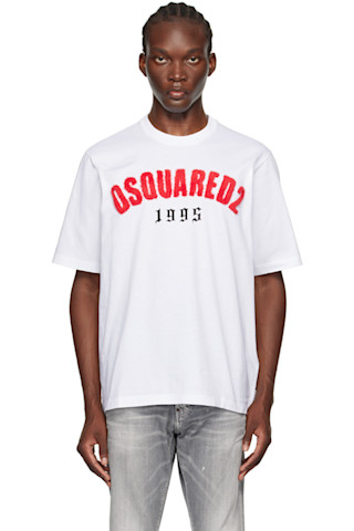 【関税込み】Dsquared2 ホワイト ルーズフィット Tシャツ Dsquared2のホワイト ルーズフィット Tシャツがセール中