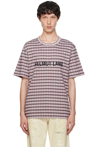 헬MUT LANG 레드&화이트 프린트 티셔츠