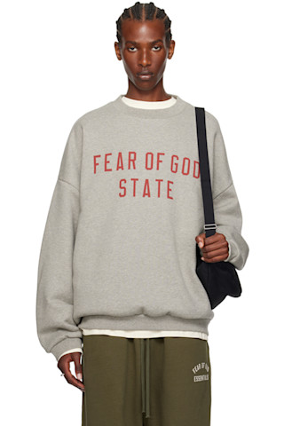 Fear of God ESSENTIALS: グレー クルーネック スウェットシャツ 