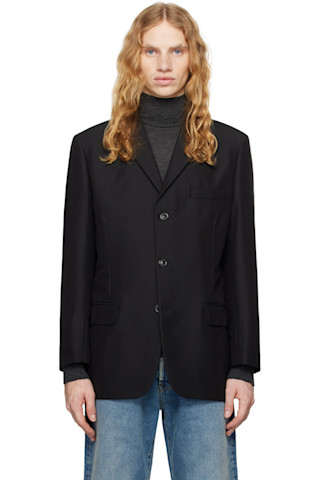 希少 Maison Margiela コーティング ブラックリネン ジャケット Maison Margiela(メゾンマルジェラ) テーラードジャケット