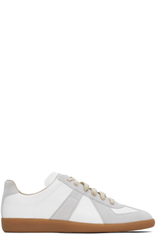 Maison Margiela: White & Gray Replica Sneakers | SSENSE