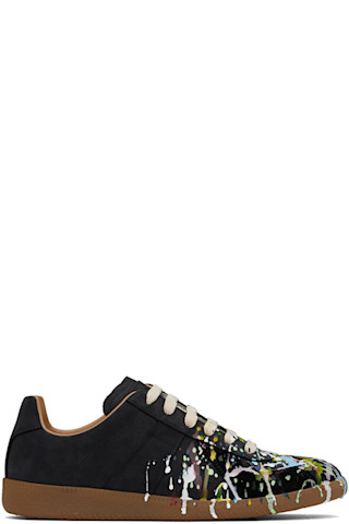 Maison Margiela: Black Paint Replica Sneakers | SSENSE Maison Margiela: Black Paint Replica Sneakers | SSENSE