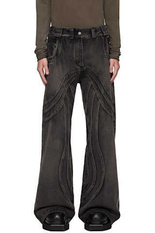 Black Wave Jeans by NO/FAITH STUDIOS on Sale Black Wave Jeans by NO/FAITH STUDIOS on Sale