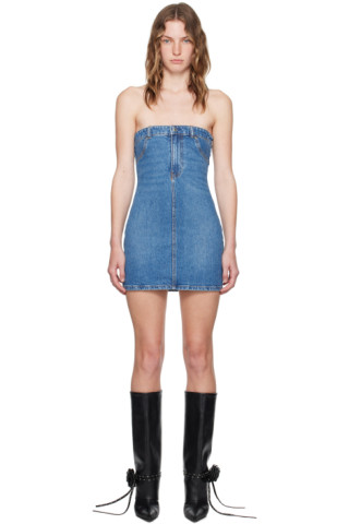 Alexander Wang ☆Hotfix デニム チューブトップ ミニワンピース 242187F052004_1.jpg