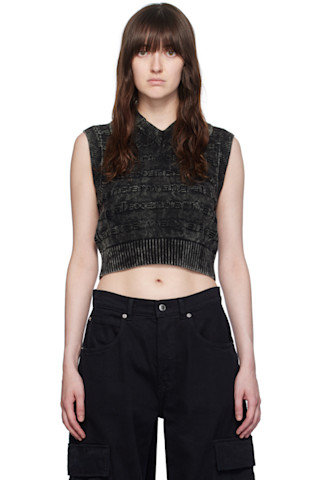 【送料&関税込】Alexander Wang Jacquard Logo Vest Black 3D Logo Vest by Alexander Wang on Sale