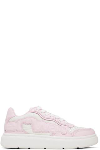 Alexander Wang ☆ピンク ペブルレザー Puff スニーカー Alexander Wangのピンク&オフホワイト ペブルレザー Puff