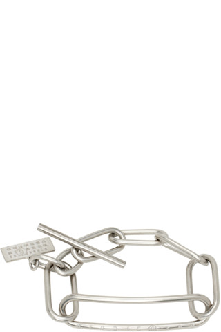 MM6 MAISON MARGIELA Elongated ブレスレット Silver Elongated Bracelet by MM6 Maison Margiela on Sale