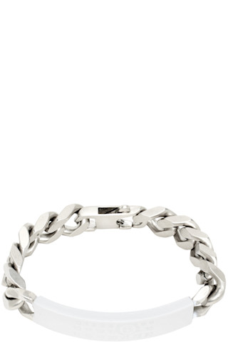 Silver & White ID Tag Bracelet by MM6 Maison Margiela on Sale Silver & White ID Tag Bracelet by MM6 Maison Margiela on Sale