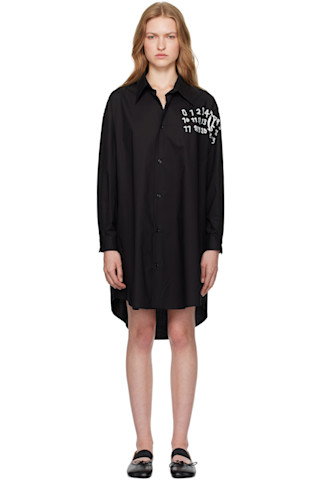 MM6 MAISON MARGIEL◆コットンポプリン ミニドレス Black MM6 Maison Margielaのブラック ポプリン シャツ ミニワンピース