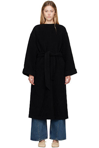 Black Belted Wool Maxi Dress by MM6 Maison Margiela on Sale