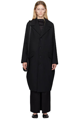 都会的!【MM6】ブラック ドロップショルダー コート 送関込み MM6 Maison Margielaのブラック ドロップショルダー コートが