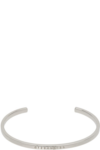 ブレスレット MM6 MAISON MARGIELA Numeric Minimal Signature Cuff Bracelet MM6 Maison Margiela: Silver Numeric Minimal Signature Cuff