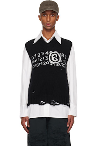 Black Numeric Vest by MM6 Maison Margiela on Sale Black Numeric Vest by MM6 Maison Margiela on Sale