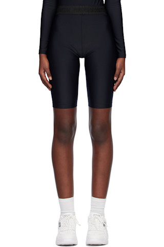 ショートパンツ VERSACE Woman Short Black 10153771A10096 1B000 Black Gothic Logo Shorts by Versace Jeans Couture on Sale