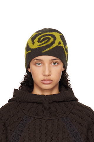 ROA ロア グラフィックス ビーニー ブラウン イエロー ROAのブラウン＆イエロー グラフィック ビーニーがセール中