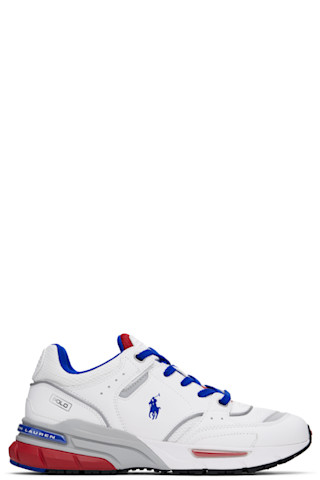 ★Polo Ralph Lauren★ ホワイト&レッド Tracksterスニーカー Polo Ralph Laurenのホワイト&レッド Trackster 200 スニーカー