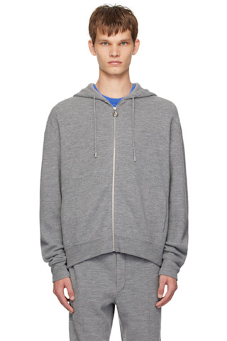 【関税込み】Solid Homme グレー ジップアップフーディ 242221M202004_1.jpg