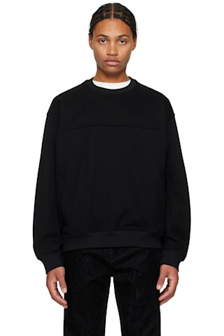 【関税込み】Solid Homme ブラック Biker スウェットシャツ Black Biker Sweatshirt by Solid Homme on Sale