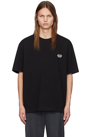 【関税込み】Solid Homme ブラック ラウンドロゴ Tシャツ 242221M213008_1.jpg