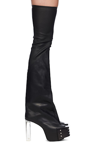 【正規品】Rick Owens ブラック Porterville Flared Kiss ブーツ Black Porterville Flared Kiss 65 Tall Boots by Rick Owens on