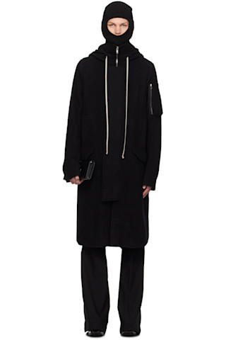 【関税込み】Rick Owens ブラック Porterville Megaparka コート Black Porterville Megaparka Coat by Rick Owens on Sale