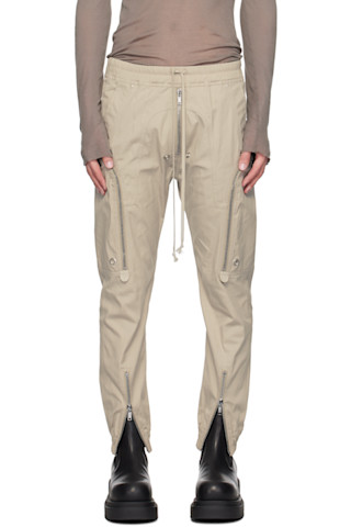 Rick Owens: オフホワイト Porterville Bauhaus カーゴパンツ Rick Owens: オフホワイト Porterville Bauhaus カーゴパンツ