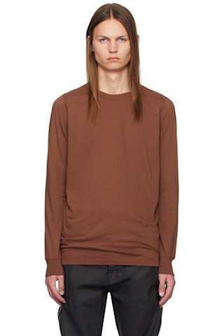 【関税&送料込み】Rick Owens Brown Long-Sleeve T-Shirt In Brown Porterville Classic Long Sleeve T-Shirt by Rick Owens