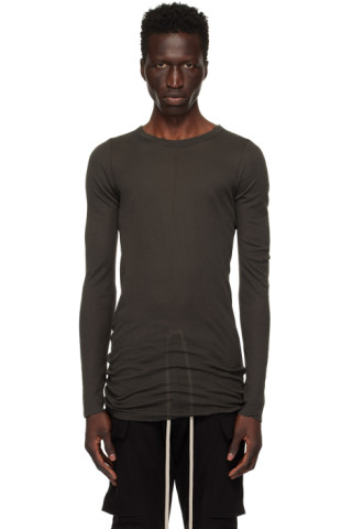 【関税込み】Rick Owens ブラウン Porterville リブ 長袖Tシャツ Rick Owens☆イエロー Porterville リブ 長袖Tシャツ
