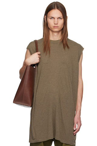 Brown Porterville Rainino Splintered T-Shirt by Rick Owens