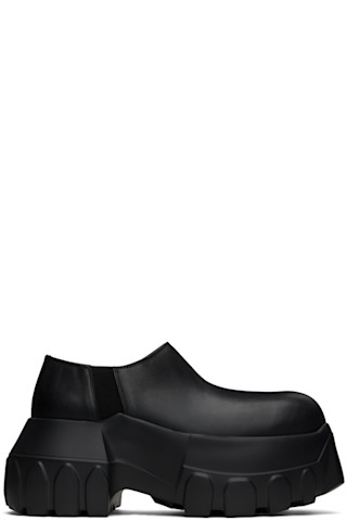 Rick Owens: Black Porterville Slip On Mega Tractor Loafers Rick Owens: Black Porterville Slip On Mega Tractor Loafers