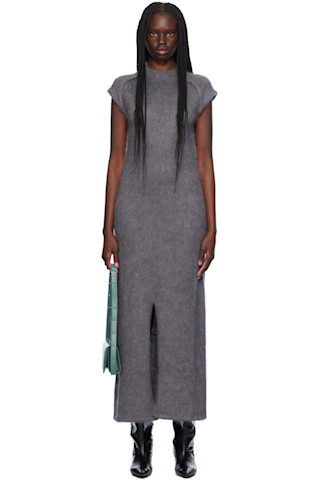 新作 *Jilsander*ウールミディドレス ワンピース マキシ グレー Jil Sanderのグレー バージンウール マキシワンピースがセール中