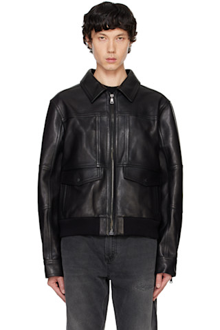 【関税込み】Balmain ブラック 2ポケット レザージャケット 242251M181004_1.jpg