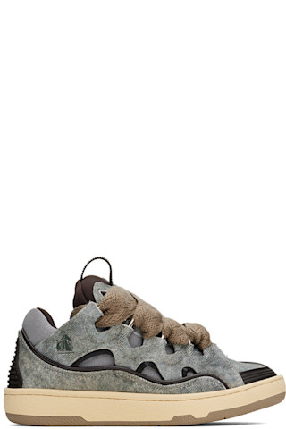 【関税込み】Lanvin SSENSE限定 ブルー Curb デニム スニーカー SSENSE Exclusive Blue Curb Denim Sneakers by Lanvin on Sale
