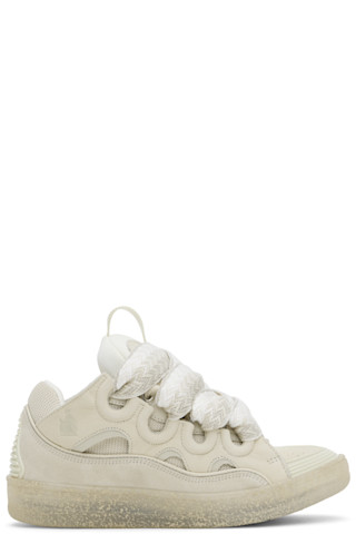 【関税込み】Lanvin オフホワイト Curb レザースニーカー Off-White Leather Curb Sneakers by Lanvin on Sale