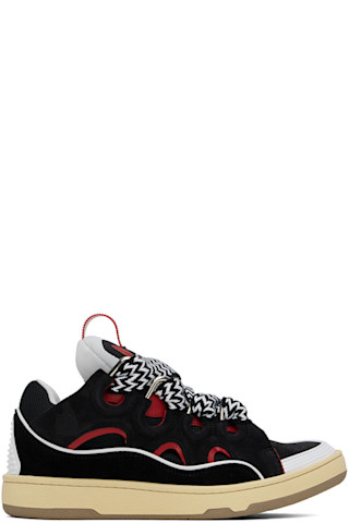 【関税込み】Lanvin SSENSE限定 ブラック Curb レザースニーカー SSENSE Exclusive Black Leather Curb Sneakers by Lanvin on Sale