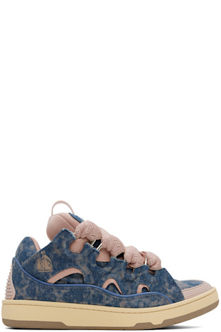 【関税込み】Lanvin SSENSE限定 ブルー Curb デニム スニーカー SSENSE Exclusive Blue & Pink Curb Denim Sneakers by Lanvin