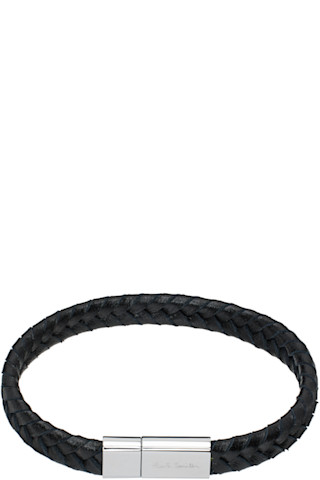 PAUL SMITH ブラック ブレイドレザー ブレスレット Paul Smithのブラック ブレイド レザーブレスレットがセール中
