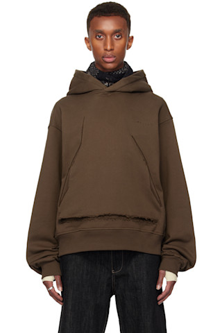 【関税込み】NULLUS ブラウン Slit Cut フーディ 242272M202000_1.jpg