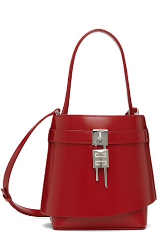 Givenchy: Red Shark Lock Bucket Bag | SSENSE Canada